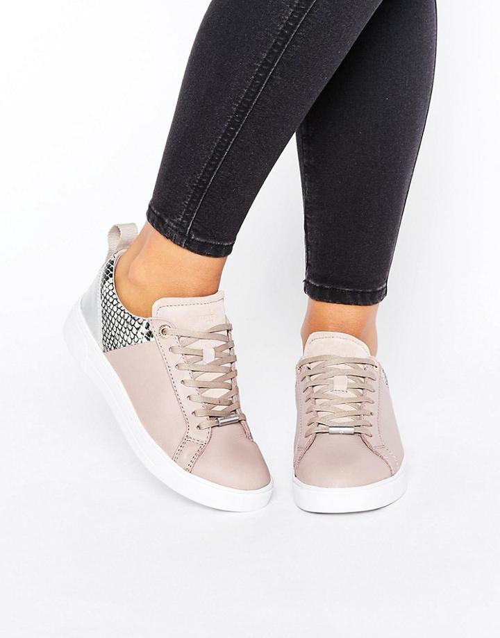 Ted Baker Kulei Nude Leather Sneakers - Beige