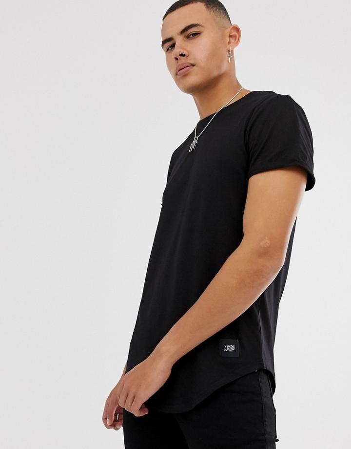 Sixth June Curved Hem T-shirt In Black