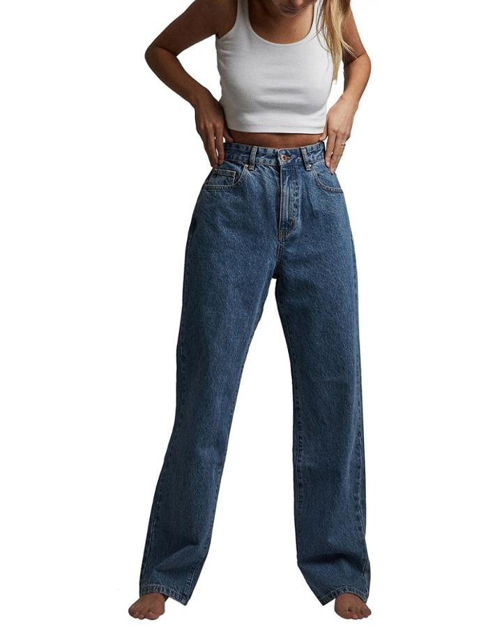 Cotton: On Baggy Straight Jean In Dark Wash Blue-blues