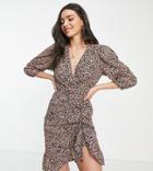 Vero Moda Tall V-neck Ruched Mini Dress In Mixed Floral-multi