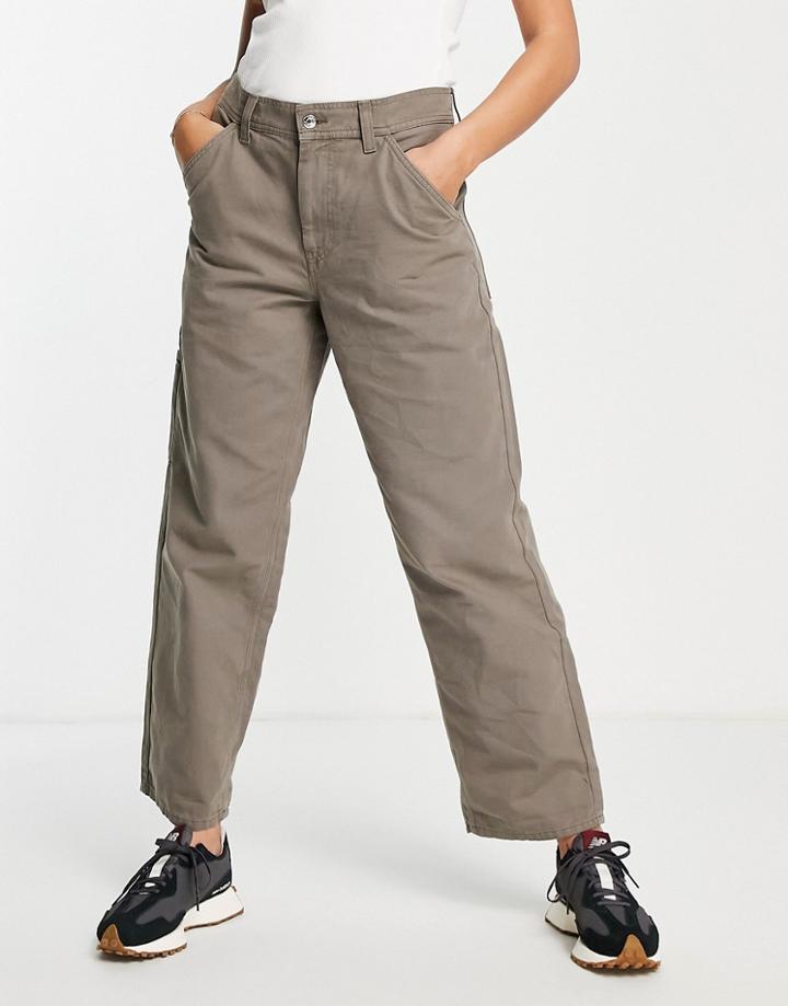 Asos Design Low Slung Baggy Cargo Pants In Taupe-neutral
