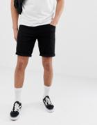 Asos Design Recycled Denim Shorts In Slim Black - Black