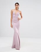 Missguided Bandeau Fishtail Maxi Dress - Purple