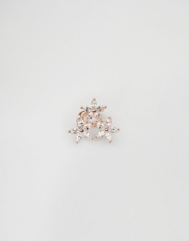 Asos Crystal Flower Ear Cuff - Copper