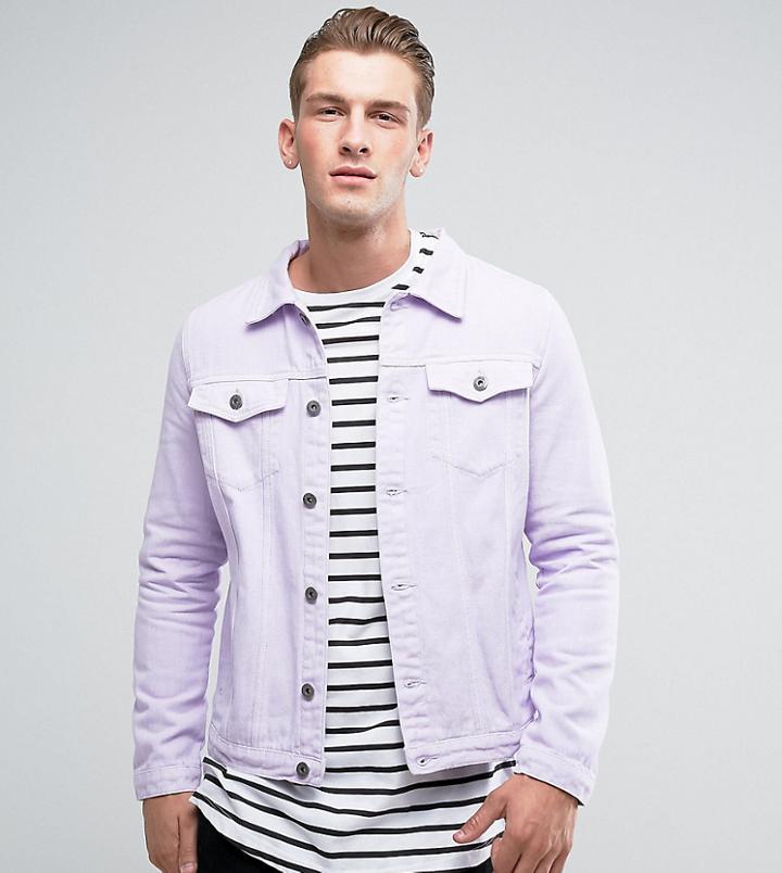 Liquor N Poker Plain Lilac Denim Jacket - Purple