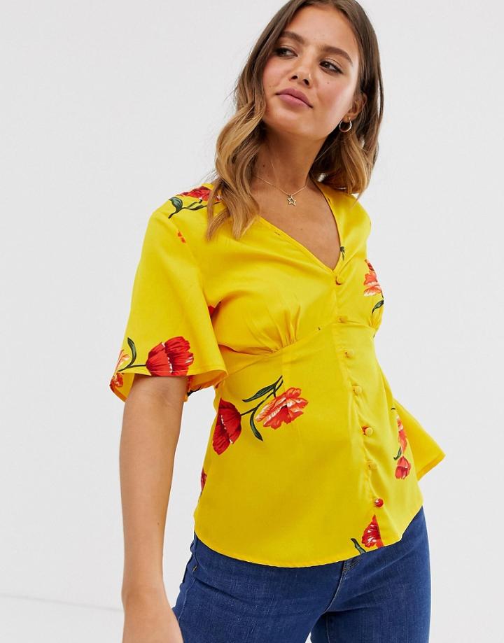 Influence Tea Blouse In Yellow Floral - Yellow