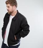 Asos Plus Harrington Jacket In Cotton Fabric In Black - Black