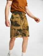 Asos Design Oversized Towelling Shorts In Tie Dye-brown