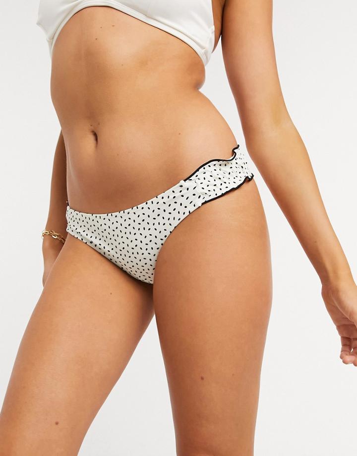 Topshop Ruched Bikini Bottom In Cream-white