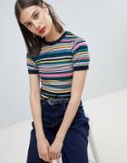 Esprit Multi Stripe Puff Sleeve Knit Top - Multi