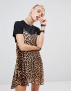The Ragged Priest Leopard Cami Over T-shirt Dress - Multi