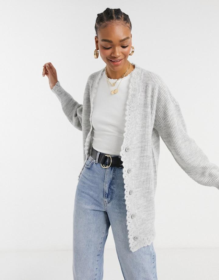 Steele Liam Oversized Cardigan In Gray-grey