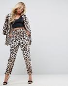 Asos Tailored Mix & Match Highwaist Cigarette Pants In Animal Print - Multi