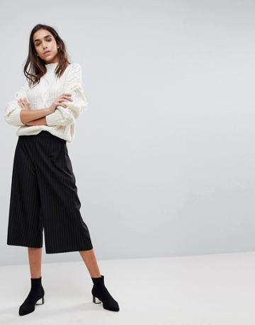 Missguided Pinstripe Culottes - Navy