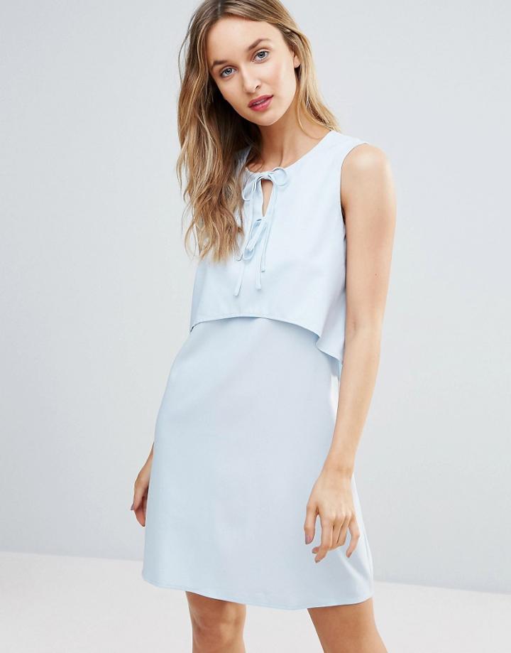 Fashion Union Tie Front Dress - Blue