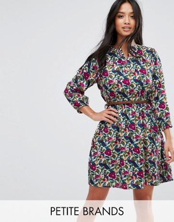 Yumi Petite Belted Tunic Dress - Multi