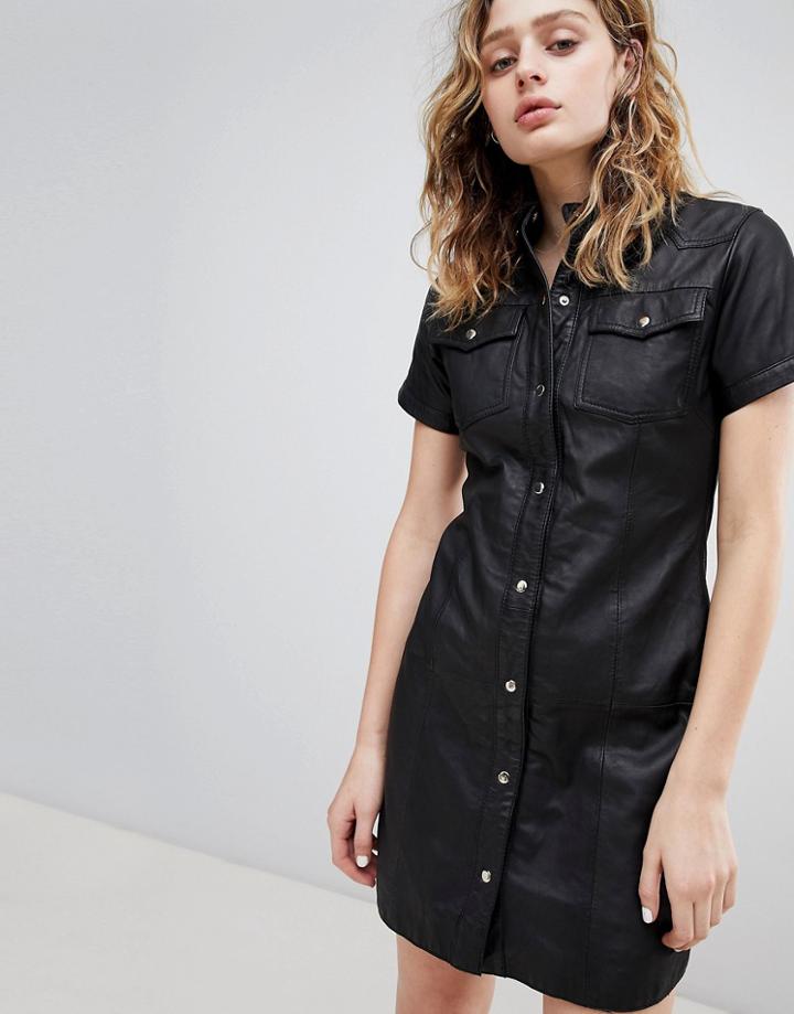 Goosecraft Leather Western Dress-black