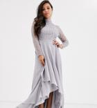 Asos Design Petite Maxi Dress With Linear Embellished Bodice And Wrap Skirt - Multi
