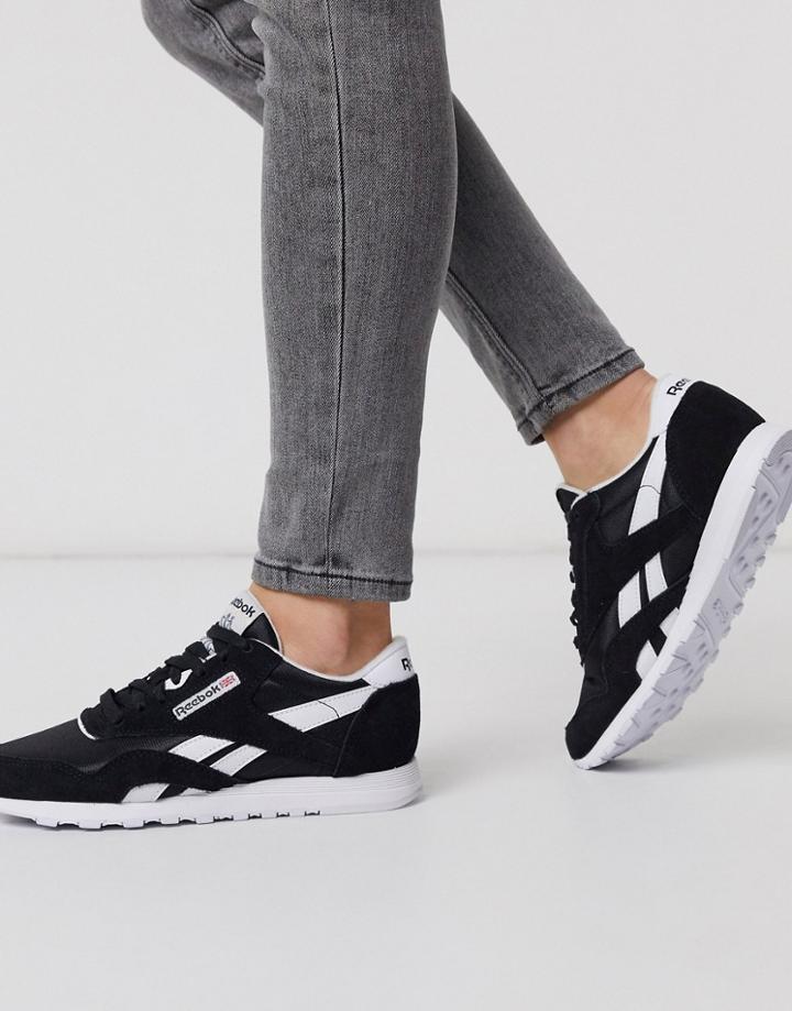 Reebok Classic Nylon Sneakers In Black And White