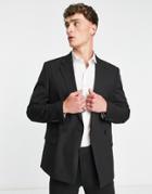 River Island Double Breasted Jacket In Black