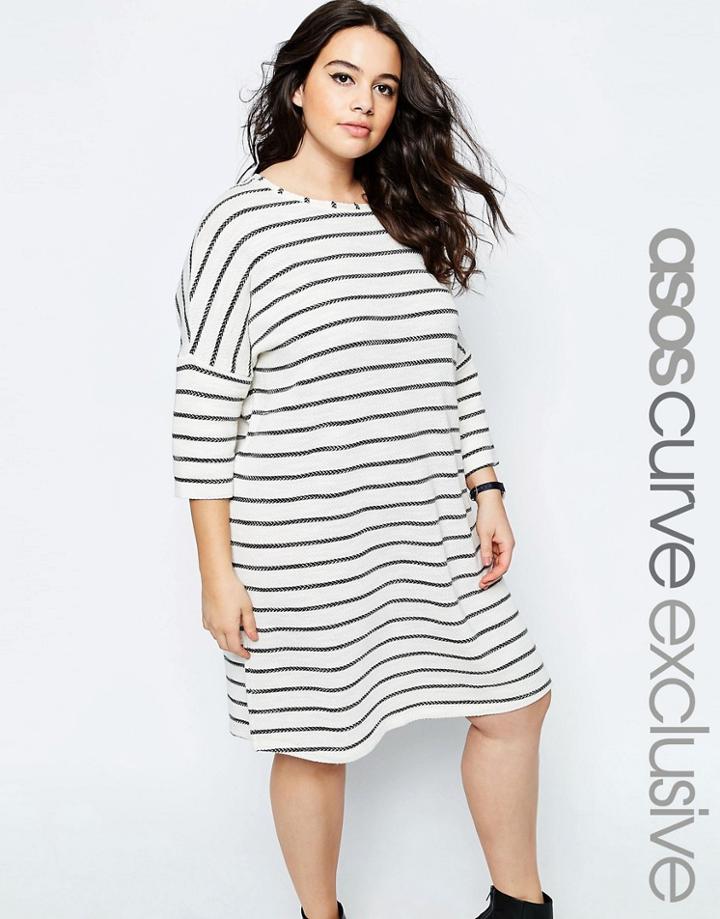 Asos Curve T-shirt Dress In Natural Stripe - Stripe