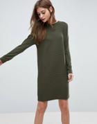 Asos Sweater Dress In Ripple Stitch - Green