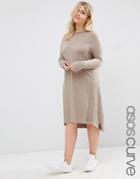 Asos Curve Tunic Dress In Cashmere Mix - Gray