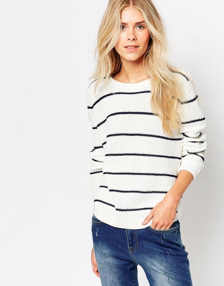 Blend She Kaylee Stripe Sweater - Snow White