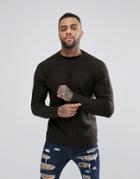 Pull & Bear Crew Neck Sweater In Khaki - Green