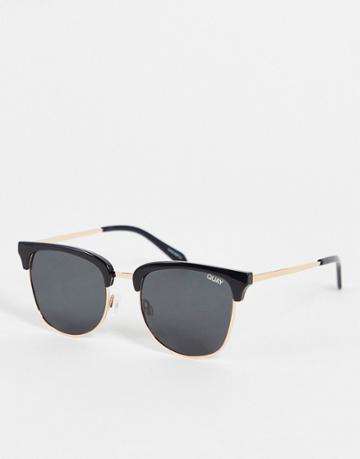 Quay Evasive Retro Sunglasses With Polarized Lens In Black Polar
