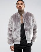 The New County Faux Fur Bomber Jacket - Gray