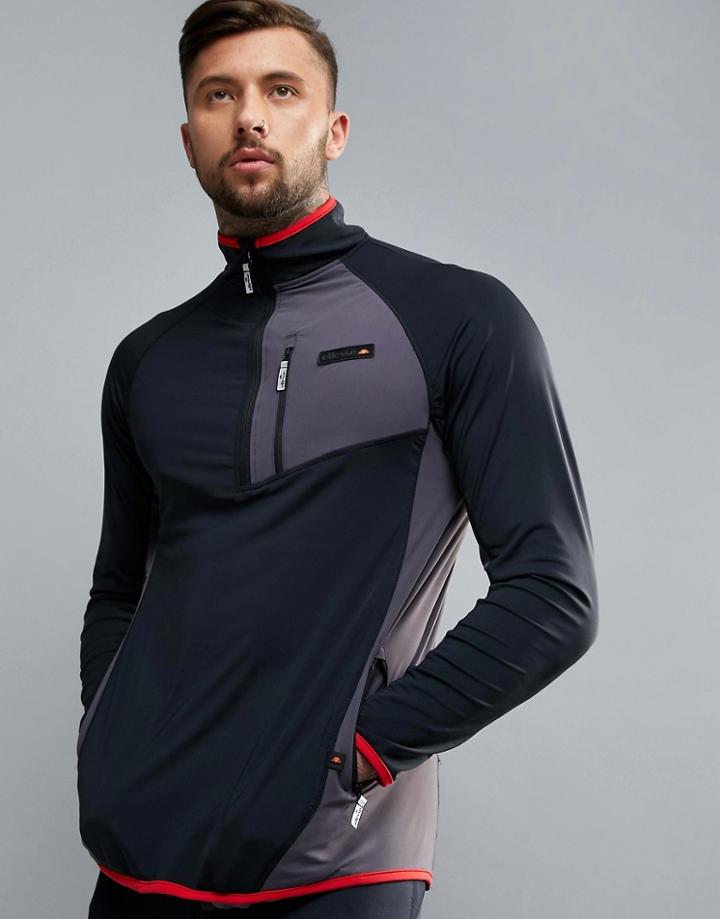 Ellesse Sport Long Sleeve T-shirt With Zip Neck - Black