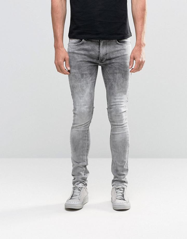 Religion Skinny Fit Hero Jeans In Grey Veins - Gray Veins