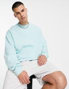 Asos Design Oversized Sweatshirt In Pastel Turquoise-blues