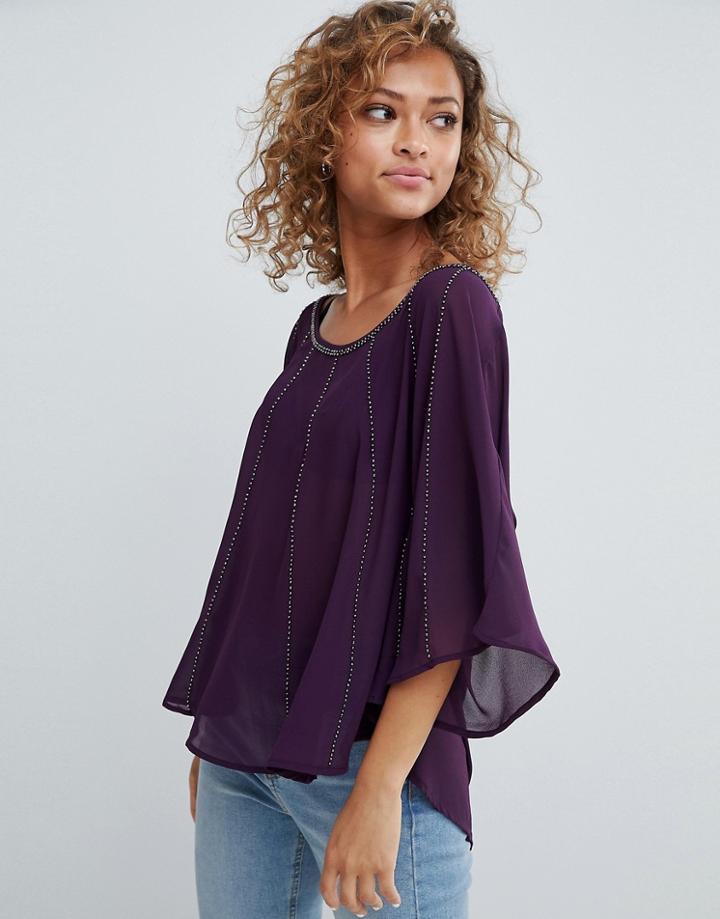 Qed London Chiffon Top - Purple
