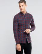 Asos Long Sleeve Skinny Fit Plaid Checked Shirt - Red