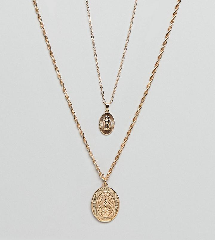 Reclaimed Vintage Inspired Patterned Pendant Necklace In Gold Exclusive To Asos - Gold