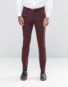 Asos Skinny Suit Pants In Burgundy - Red