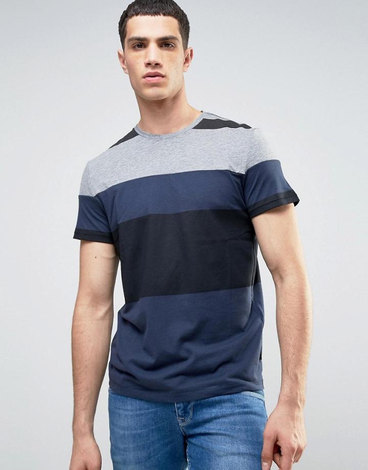 Kiomi T-shirt With Cut And Sew Stripes - Gray