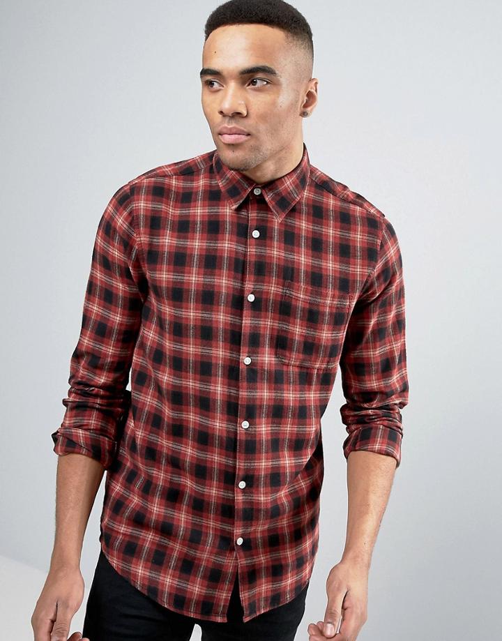 New Look Regular Fit Check Shirt With Pocket Detail In Red - Red