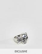 Designb London Skull & Cross Bone Ring In Sliver Exclusive To Asos - Silver