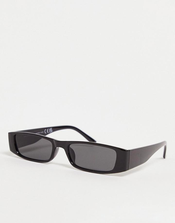 Svnx 90's Slim Rectangle Sunglasses In Black