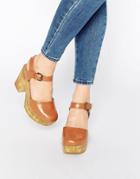Truffle Collection Camari Platform Clog Heeled Shoes - Tan
