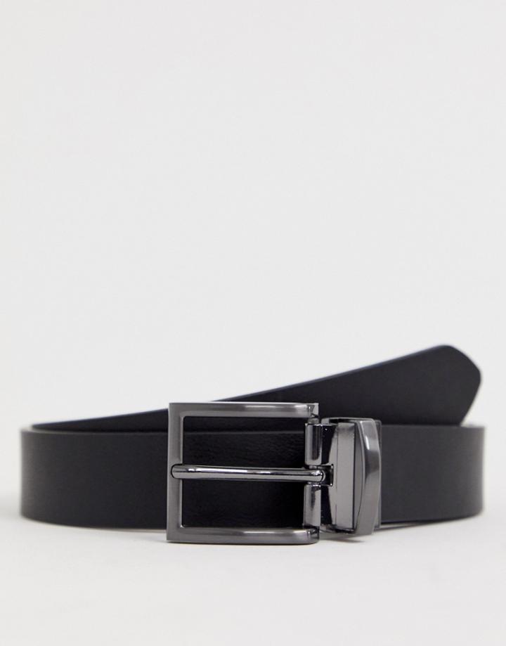 Ben Sherman Leather Reversible Belt In Black/navy