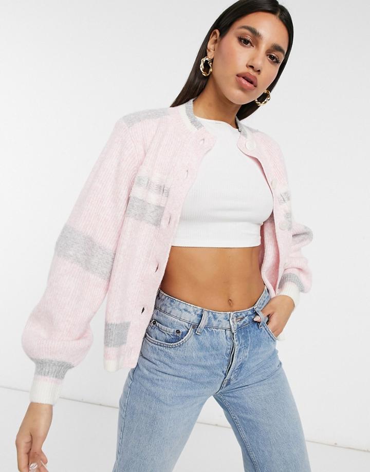 & Other Stories Balloon Sleeve Cardigan In Pink