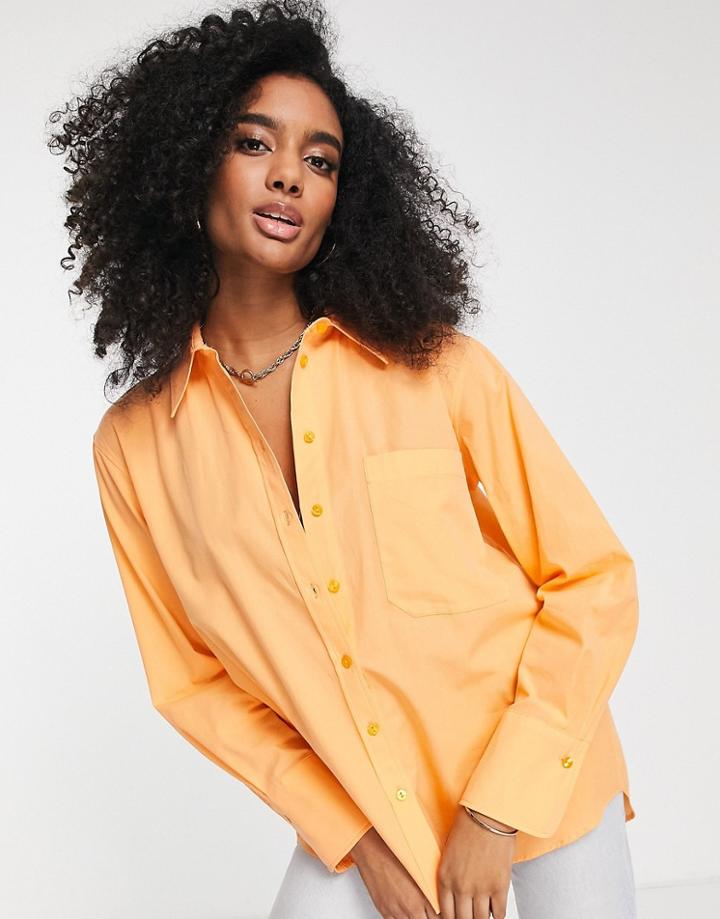 River Island Boyfriend Shirt In Orange