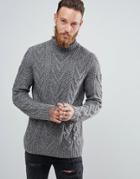 Asos Cable Knit Sweater In Charcoal - Gray