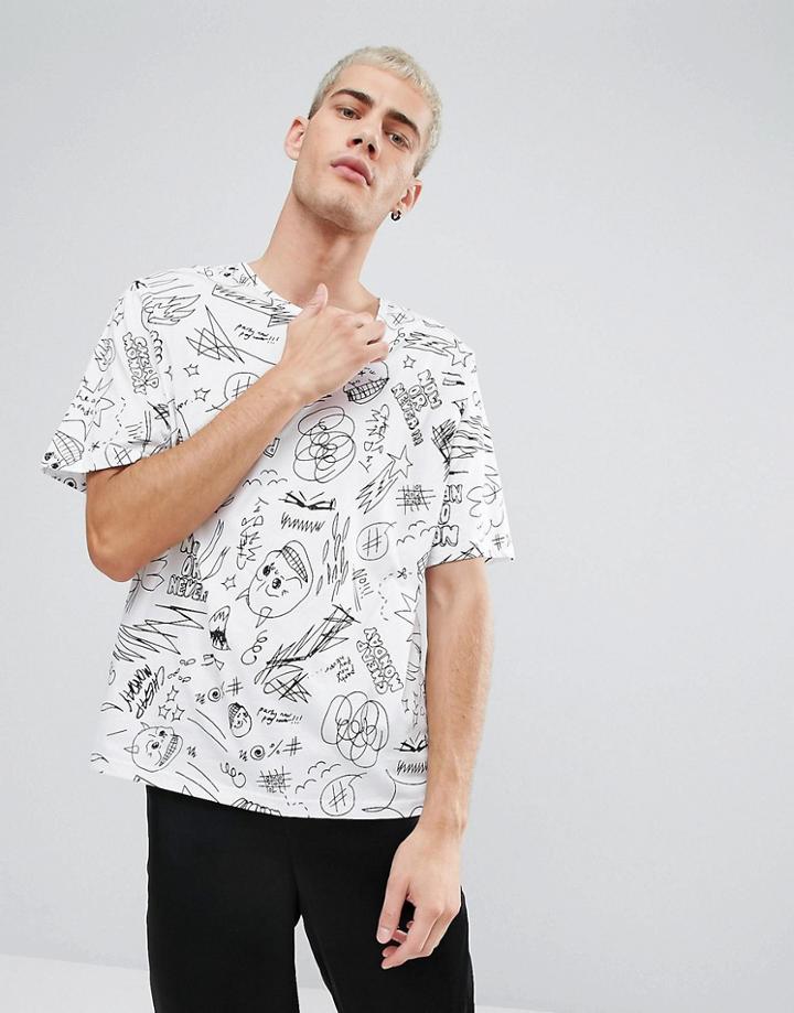 Cheap Monday Scribble T-shirt White - White