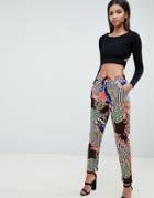 Asos Design Joggers In Mixed Chain Print With Contrast Bind - Multi