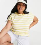 Asos Design Curve Boxy Sleeveless T-shirt In Yellow Stripe